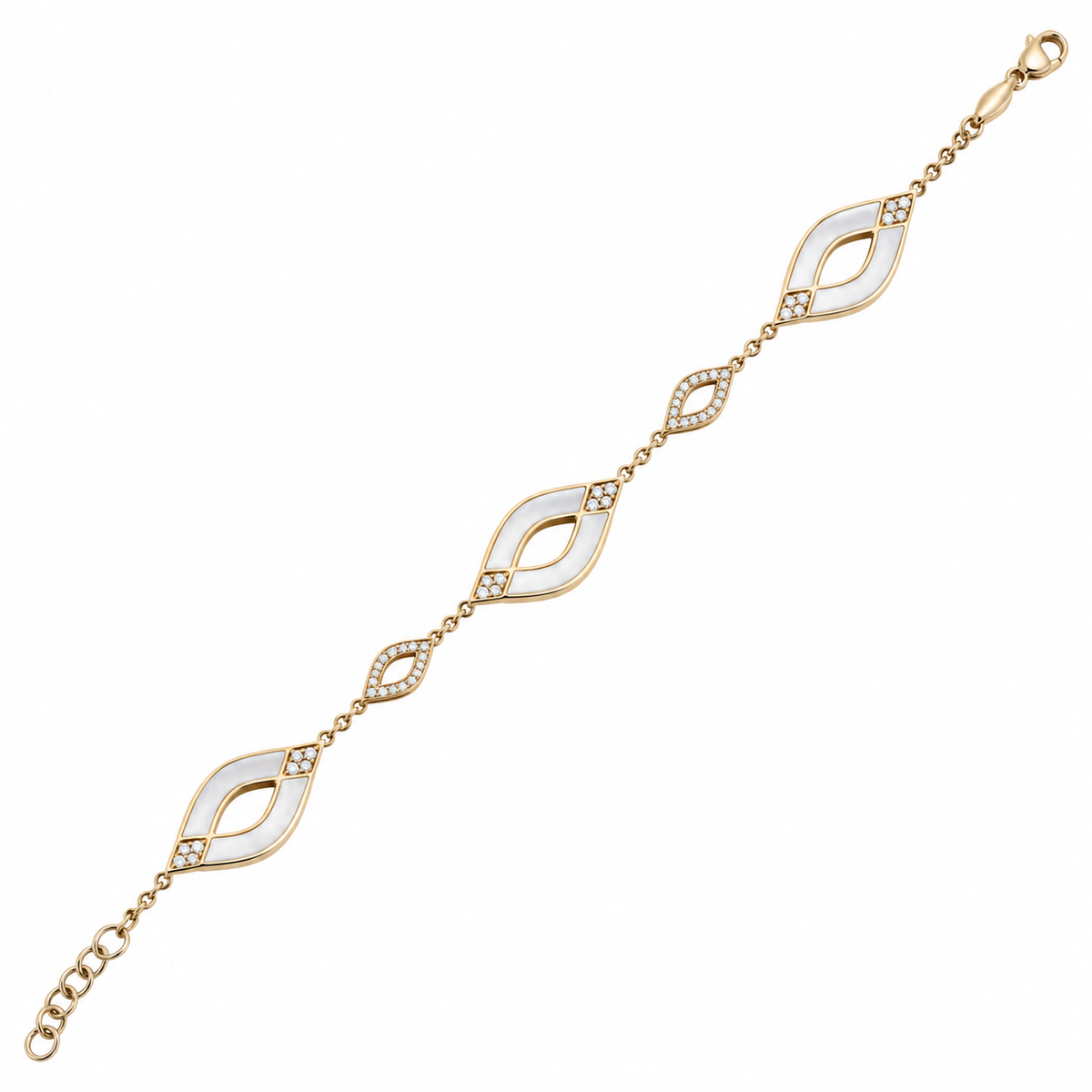 Kabana 14K Yellow Gold Mother of Pearl Diamond Bracelet