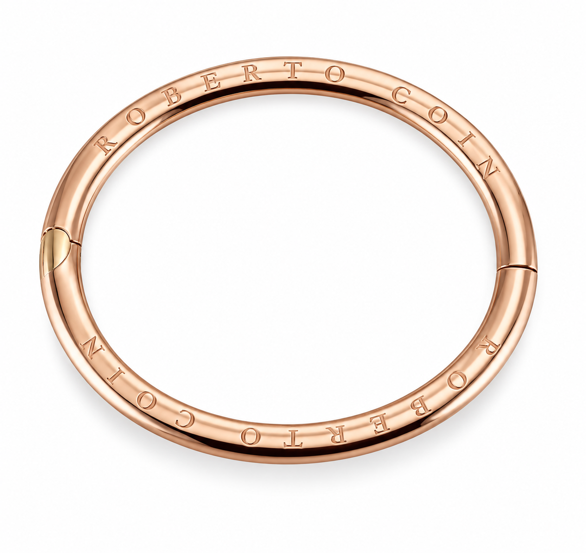 Roberto Coin Vintage Rose Gold Oval Engraved Hinged Bangle Bracelet