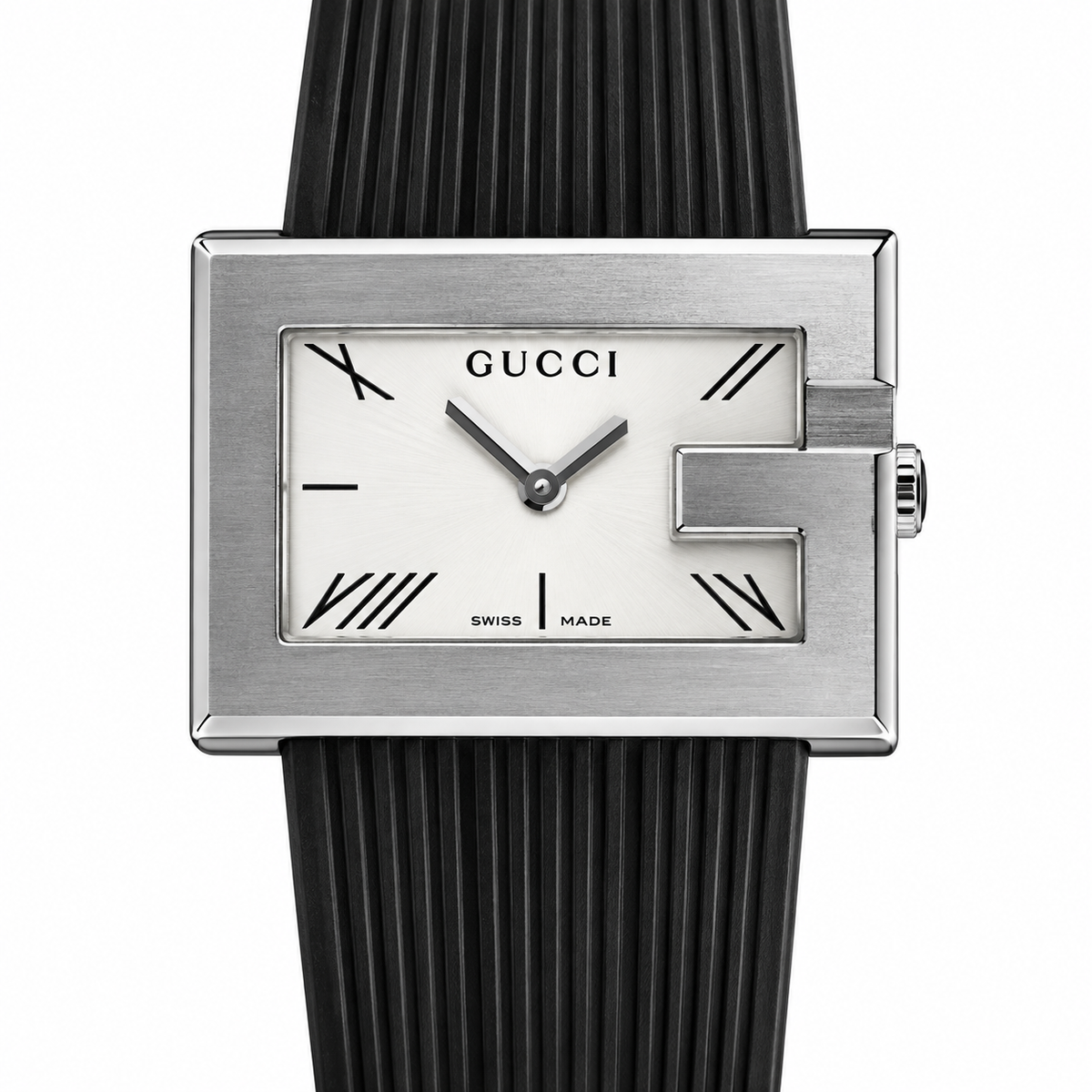 Gucci G Frame Stainless Steel Rubber Watch 100L YA100504