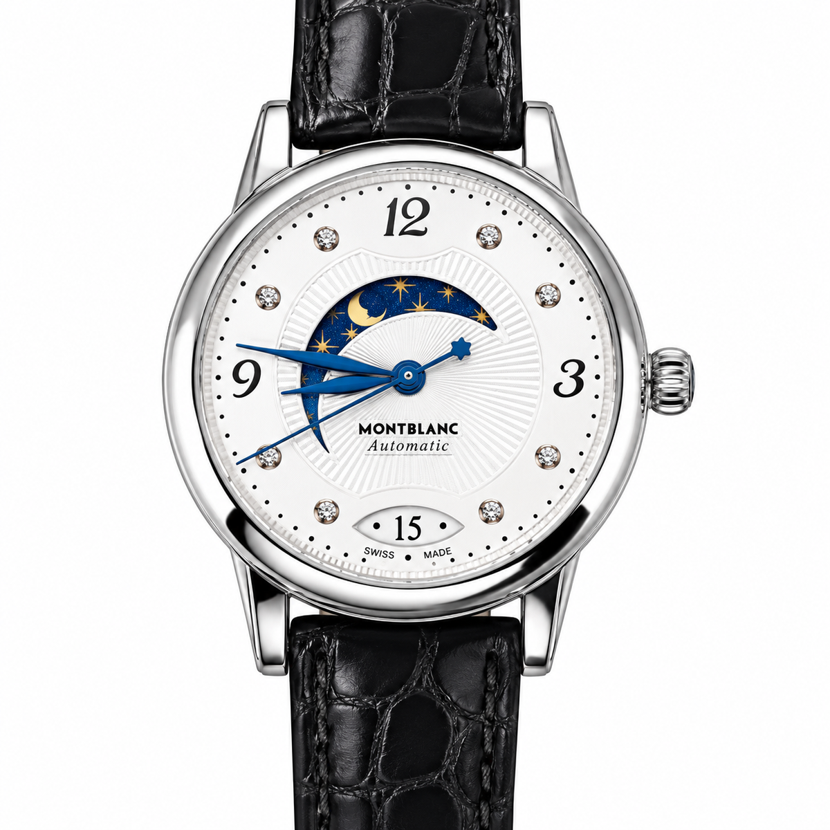 Montblanc Lady Boheme Diamond Steel Automatic Night & Day Watch 114730