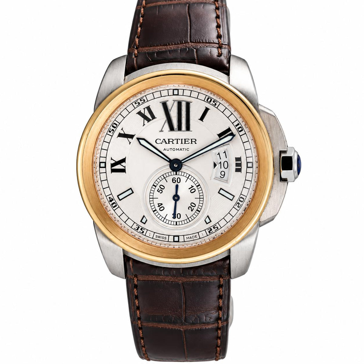 Cartier Calibre Two Tone Rose Gold Steel Automatic Watch W7100039