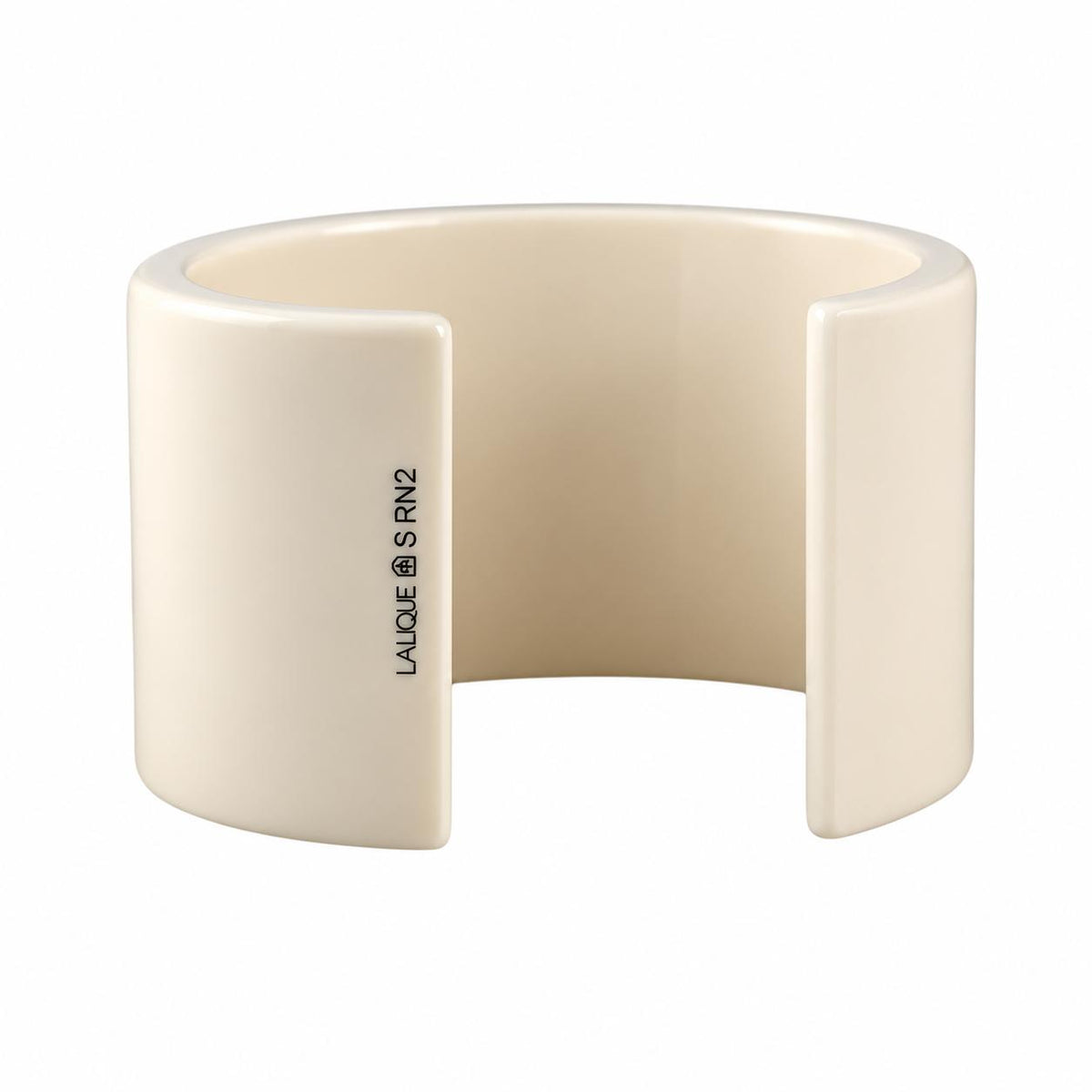Lalique 1927 Black Crystal Resin Silver Plated Wide Cuff Bracelet Small 10652100