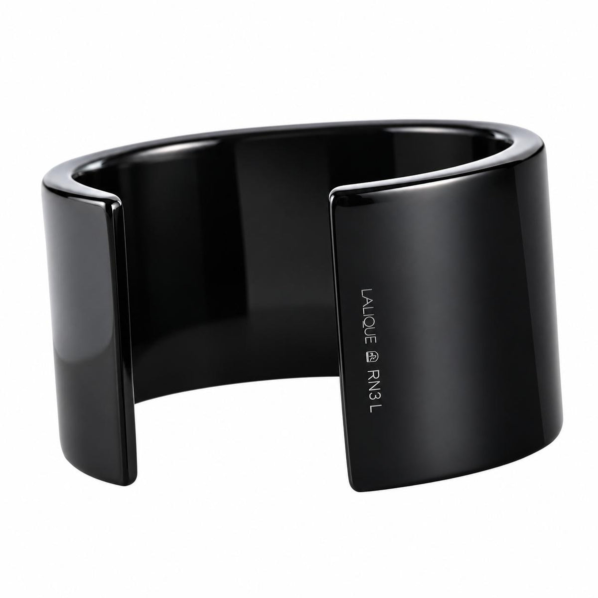Lalique 1927 Crystal Black Resin Gold Plated Wide Cuff Bracelet Large 10653100