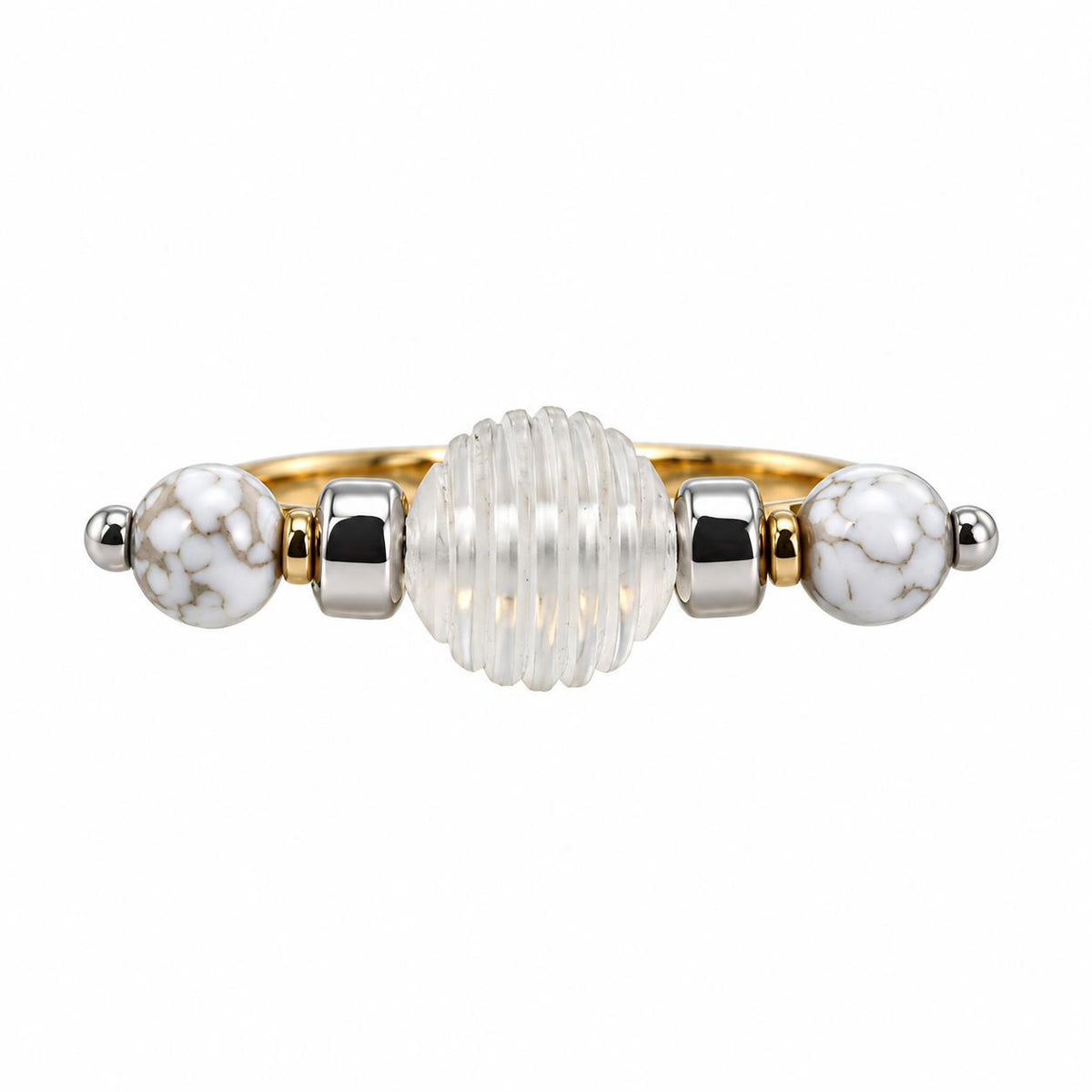 Lalique 1928 Double Finger Gold Plate Crystal Marble Ring 10652400