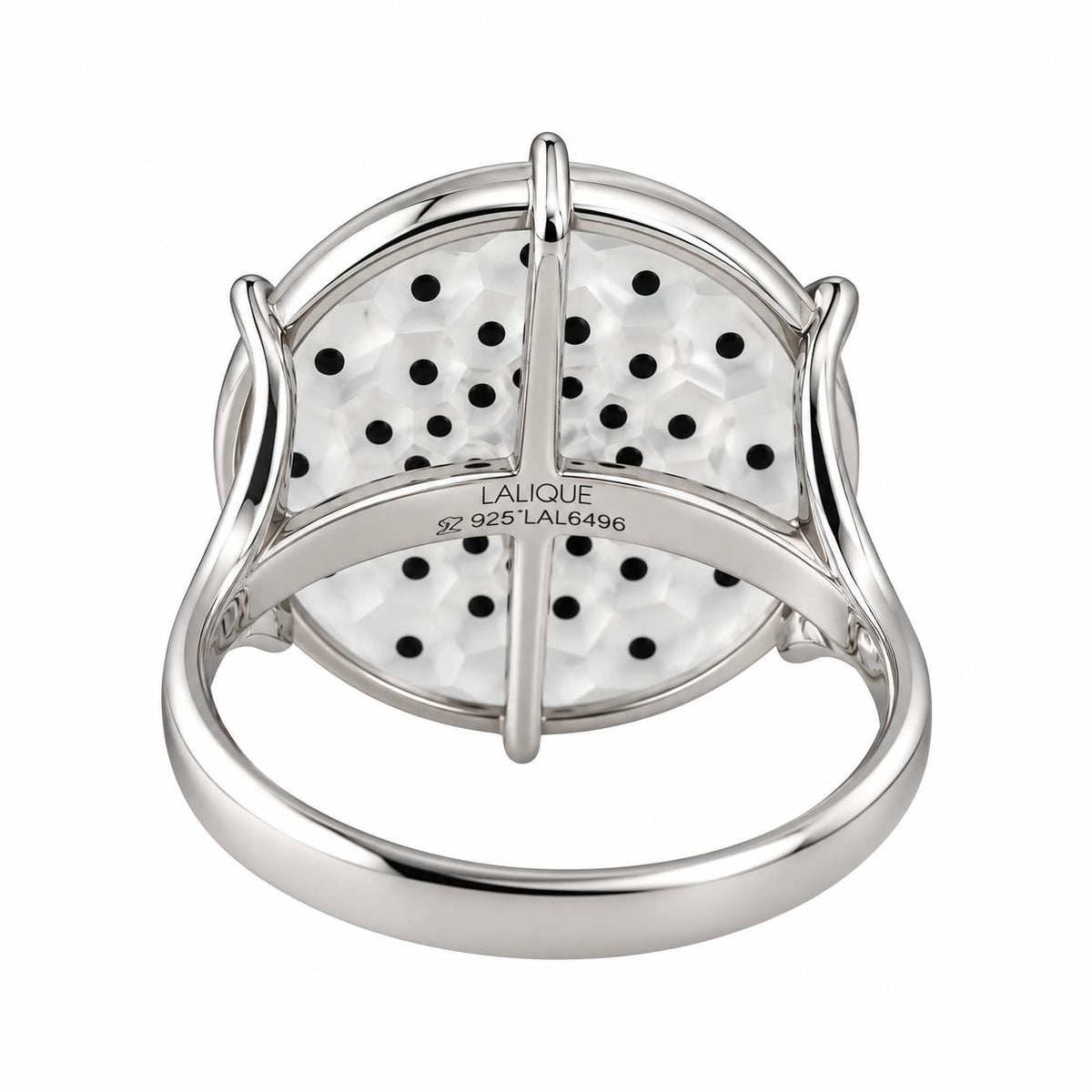 Lalique Cactus Clear Crystal Sterling Silver Ring 10273400