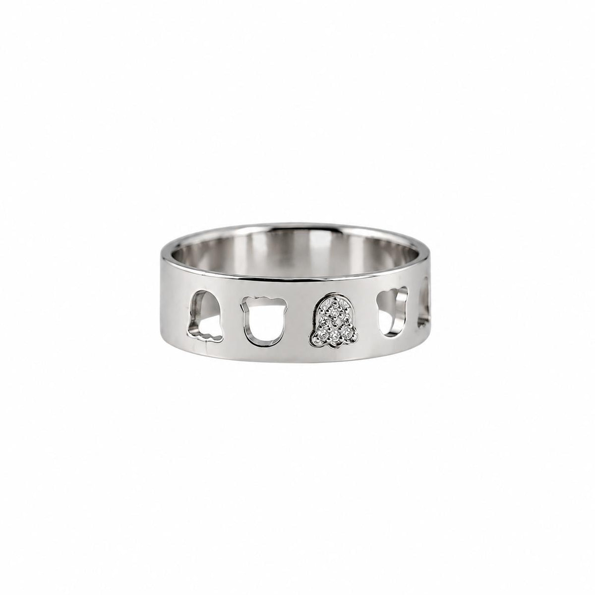 Lalique Muguet Lily of the Valley Diamond Sterling Silver Band Ring 10267400