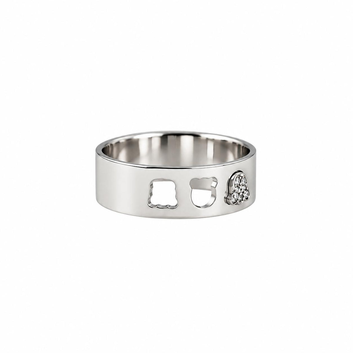 Lalique Muguet Lily of the Valley Diamond Sterling Silver Band Ring 10267400