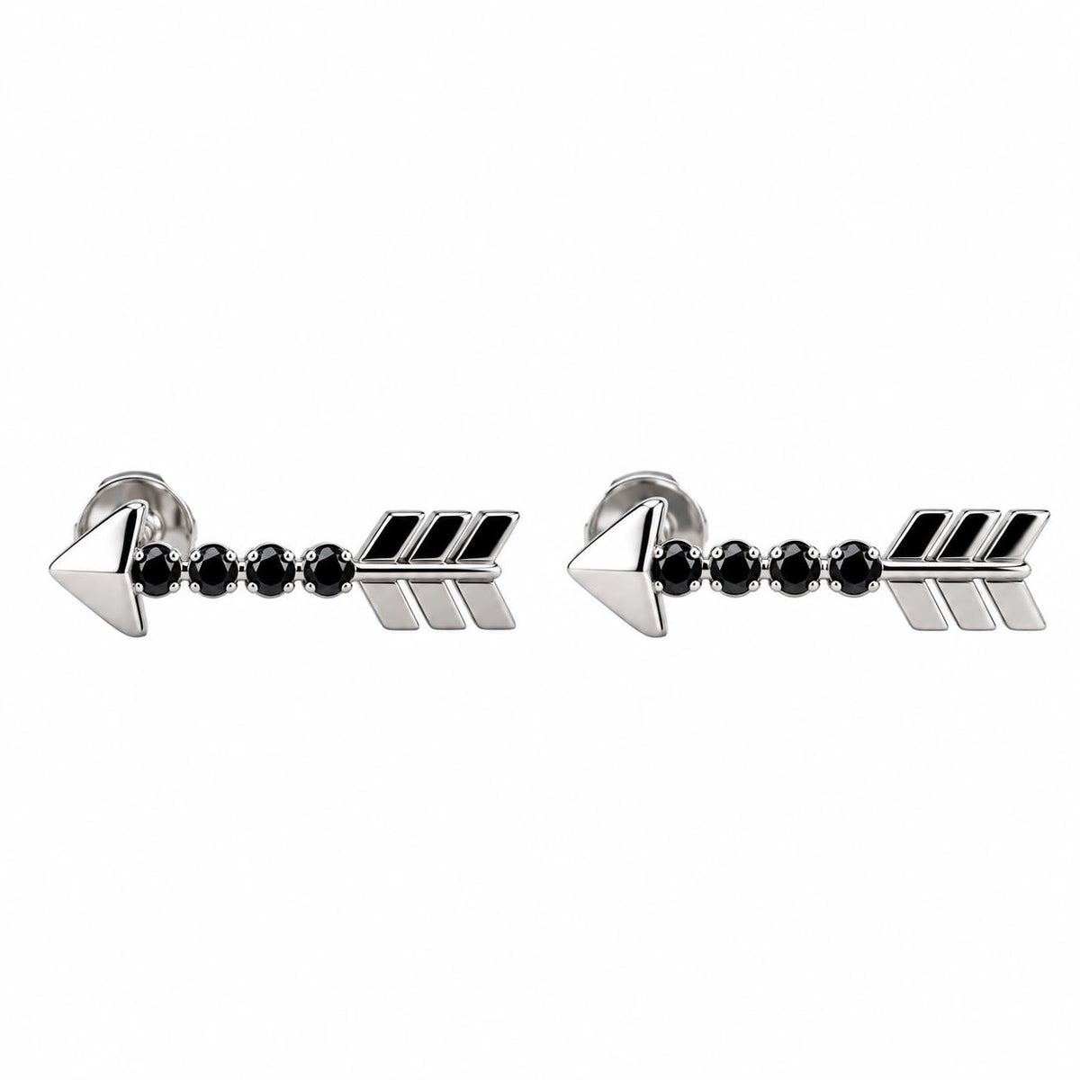 Lalique Eros Arrow Black Crystal Sterling Silver Earrings 10320700