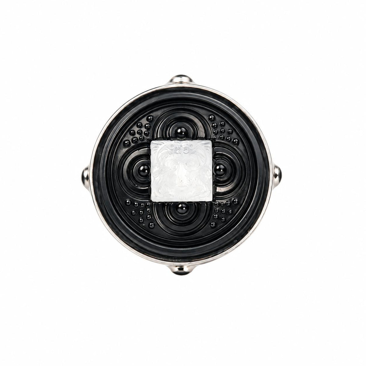Lalique Arethuse Black Clear Crystal Sterling Silver Ring 10450200