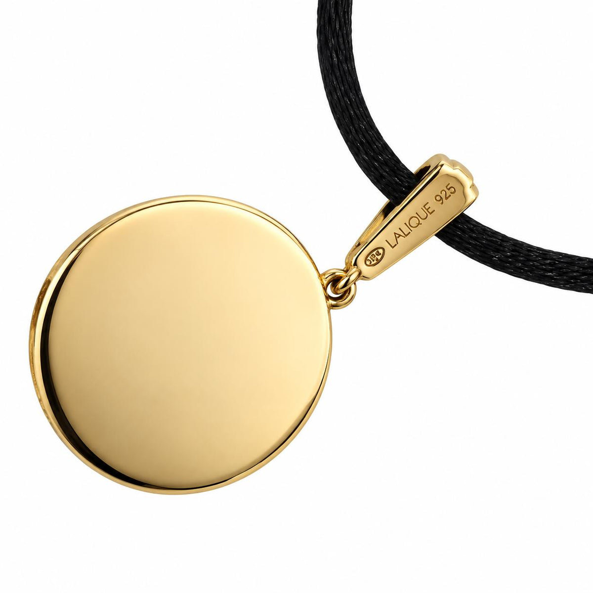 Lalique Charmante Green Crystal Clear Cabochon Round Pendant Necklace 10454600