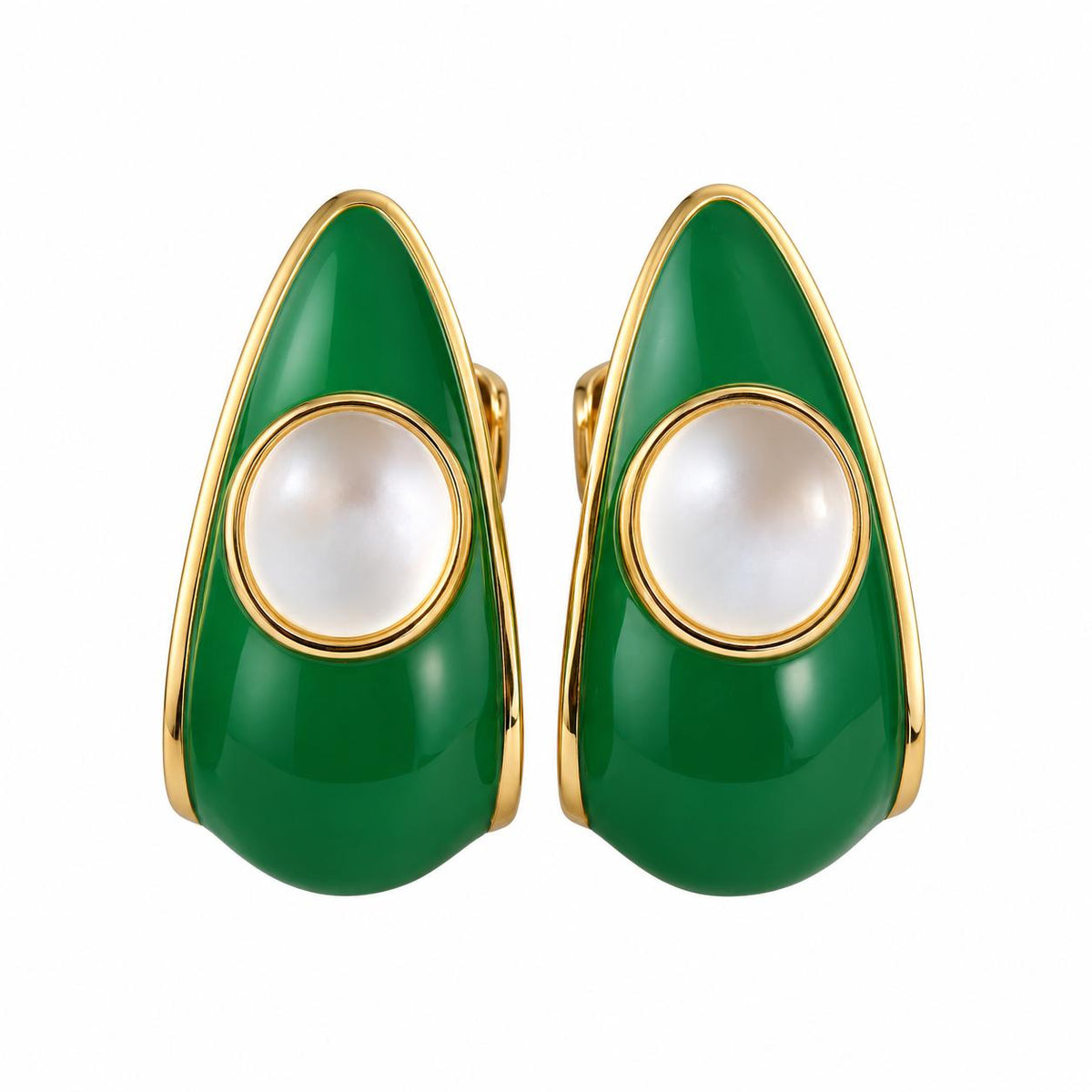 Lalique Charmante Clear Crystal Green Enamel Vermeil Clip Earrings 10454100