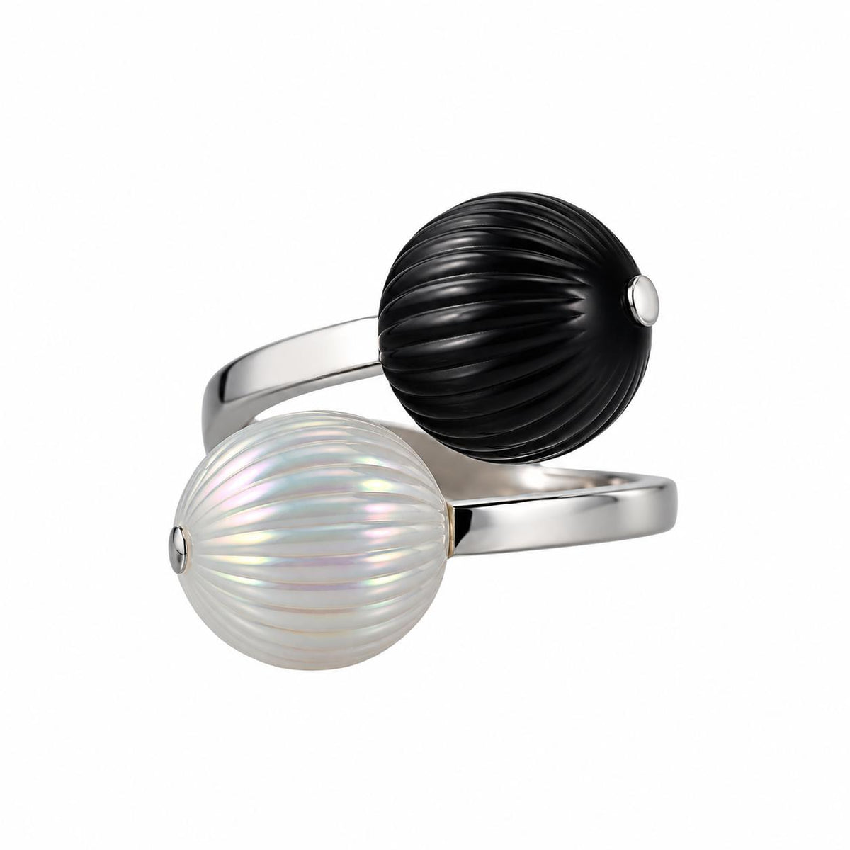 Lalique Toi & Moi Crystal Ball Sterling Silver Bypass Ring 10382300