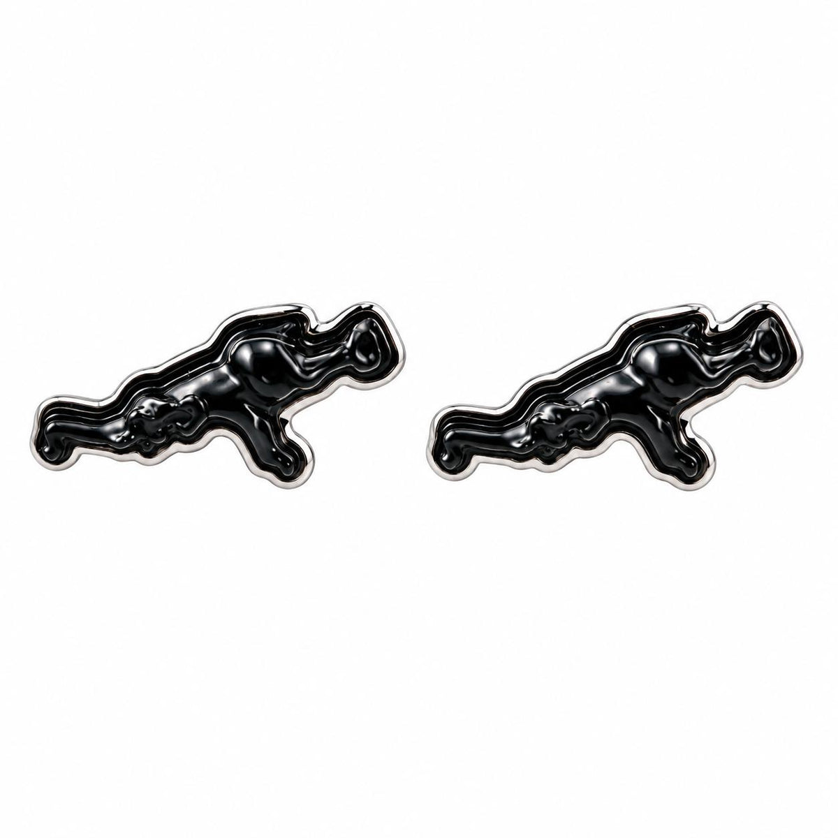 Lalique Dancing Elephant Bugatti Black Crystal Silver Cufflinks 10343800