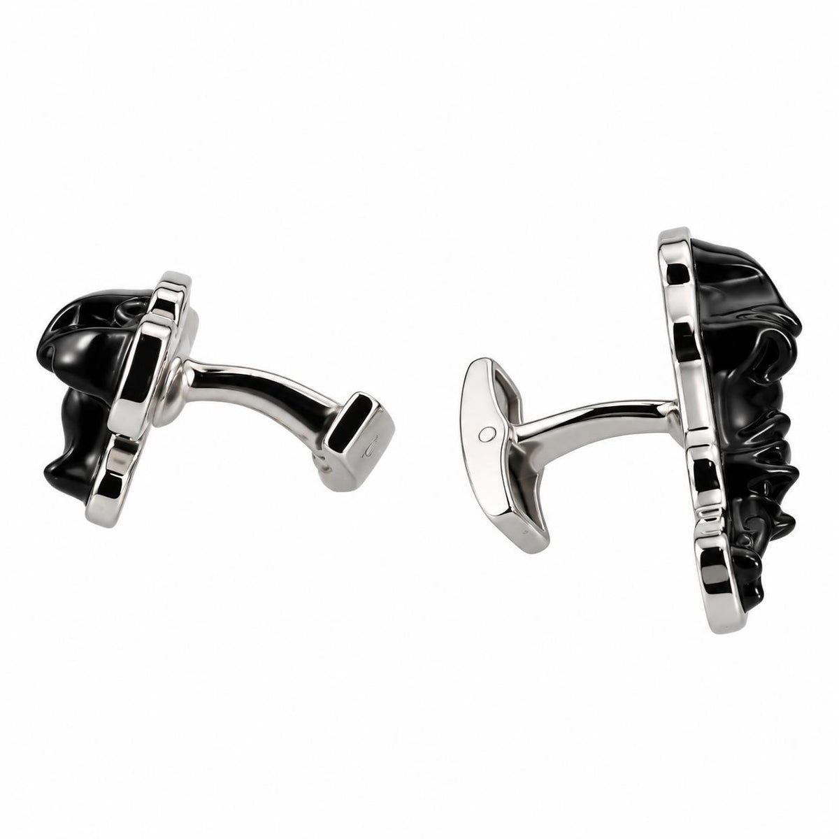 Lalique Dancing Elephant Bugatti Black Crystal Silver Cufflinks 10343800