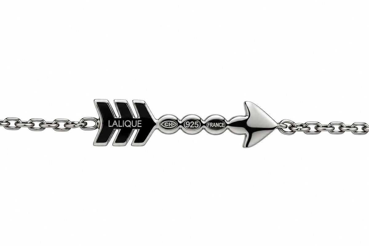 Lalique Eros Arrow Black Crystal Sterling Silver Bracelet 10320900