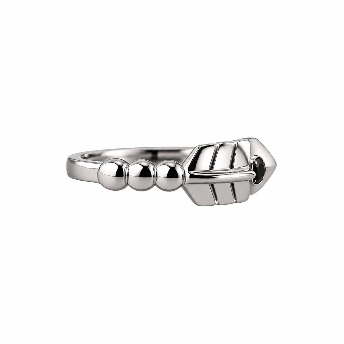 Lalique Eros Arrow Black Crystal Sterling Silver Ring 10321000