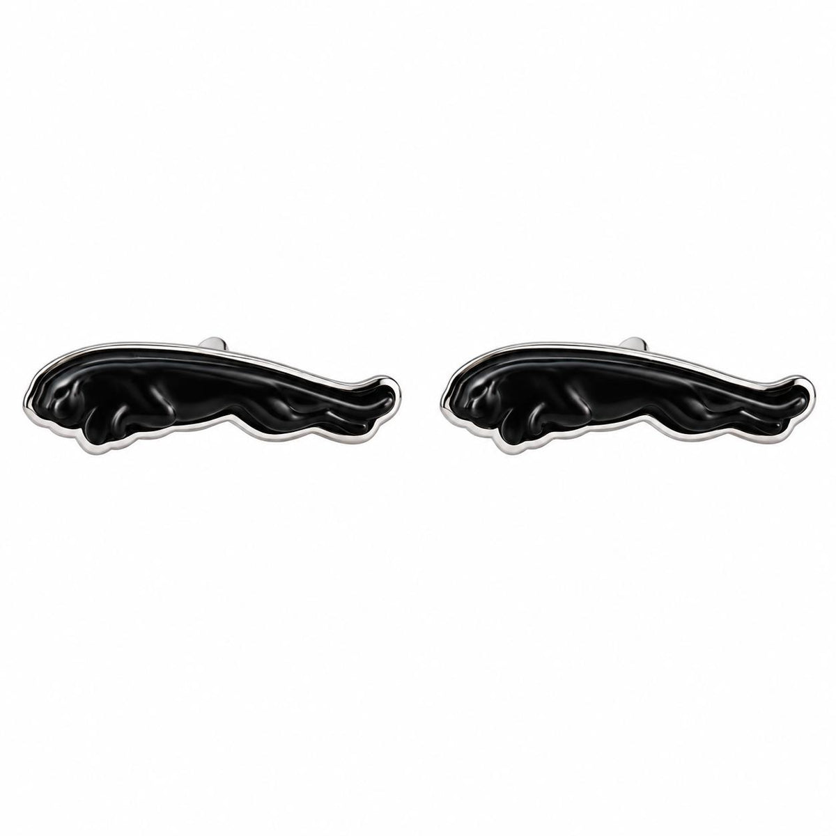 Lalique Jaguar Black Crystal Sterling Silver Cufflinks 10344000
