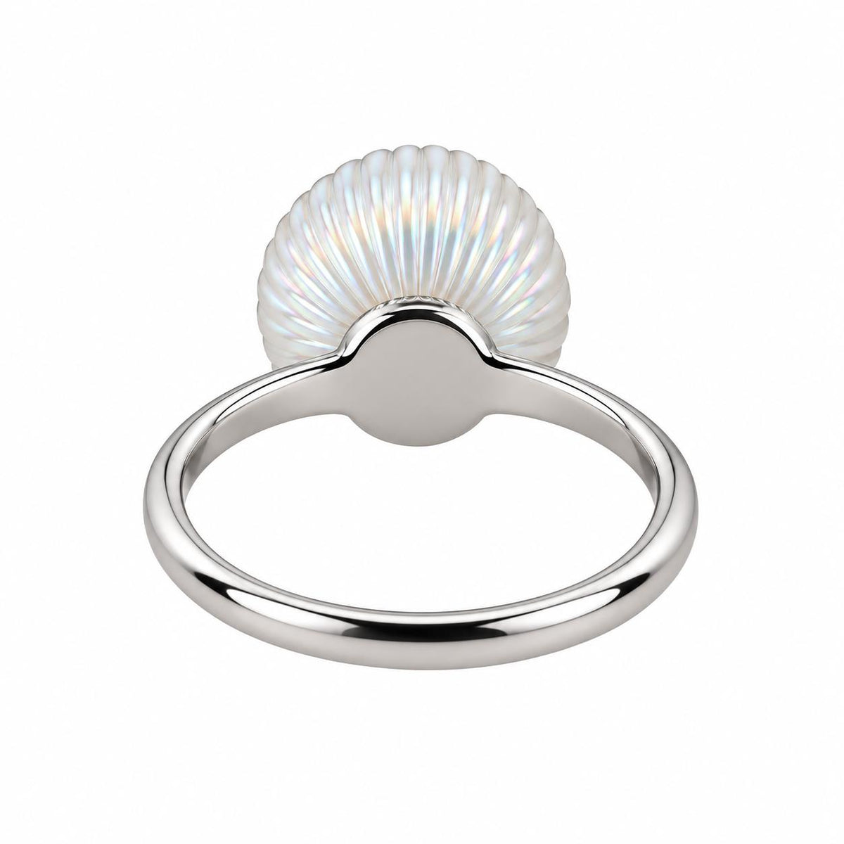 Lalique White Iridescent Crystal Ball Sterling Silver Ring 10386600