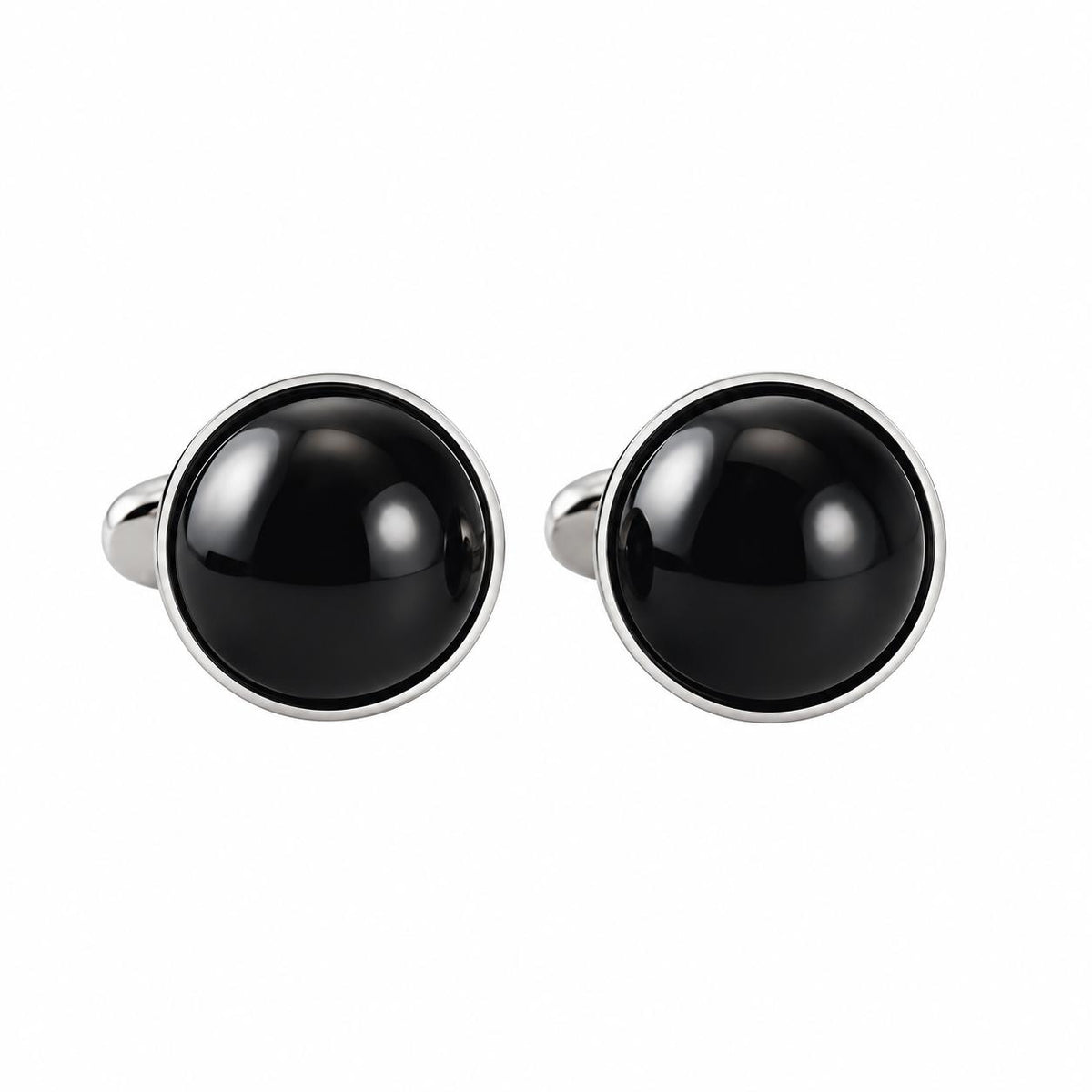 Lalique Cabochon Black Crystal Steel Cufflinks 10365300