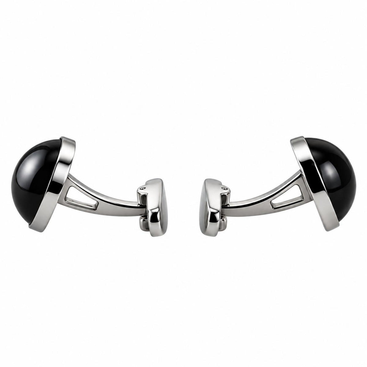 Lalique Cabochon Black Crystal Steel Cufflinks 10365300