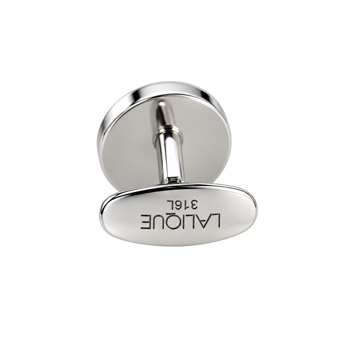 Lalique Cabochon Black Crystal Steel Cufflinks 10365300
