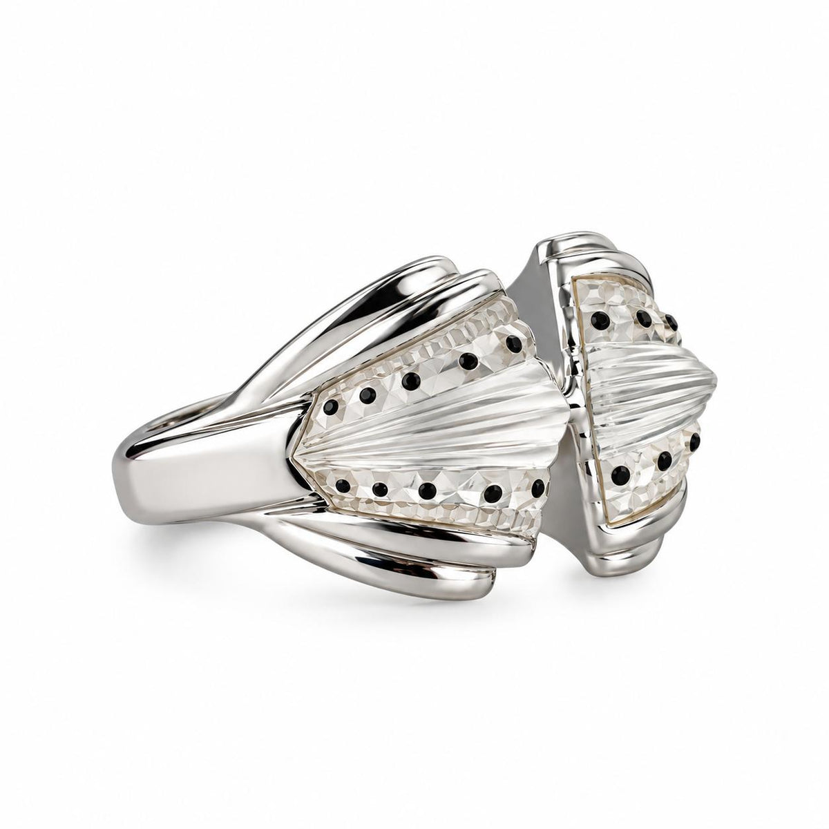 Lalique Icone Clear Crystal Sterling Silver Icon Ring 10458600