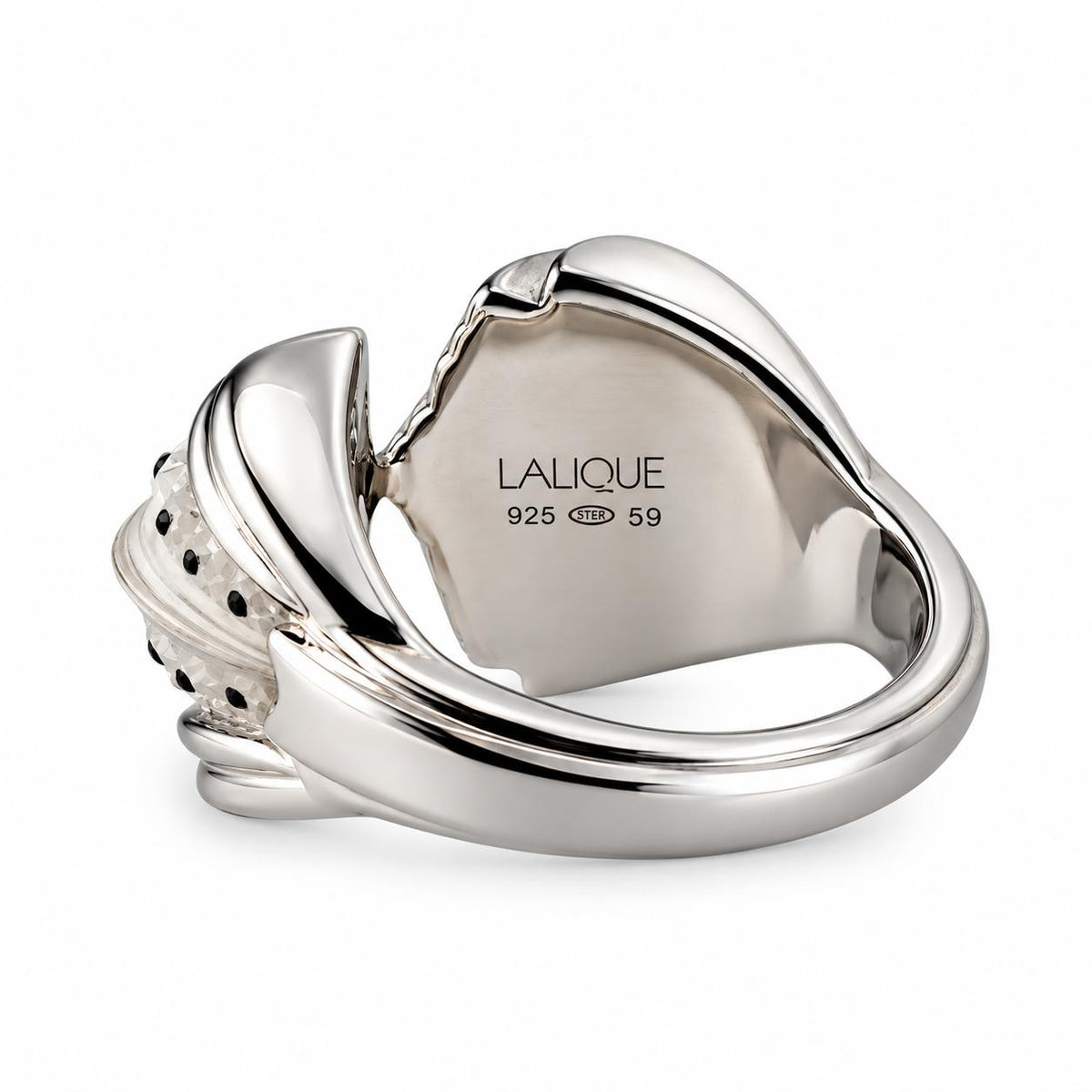 Lalique Icone Clear Crystal Sterling Silver Icon Ring 10458600