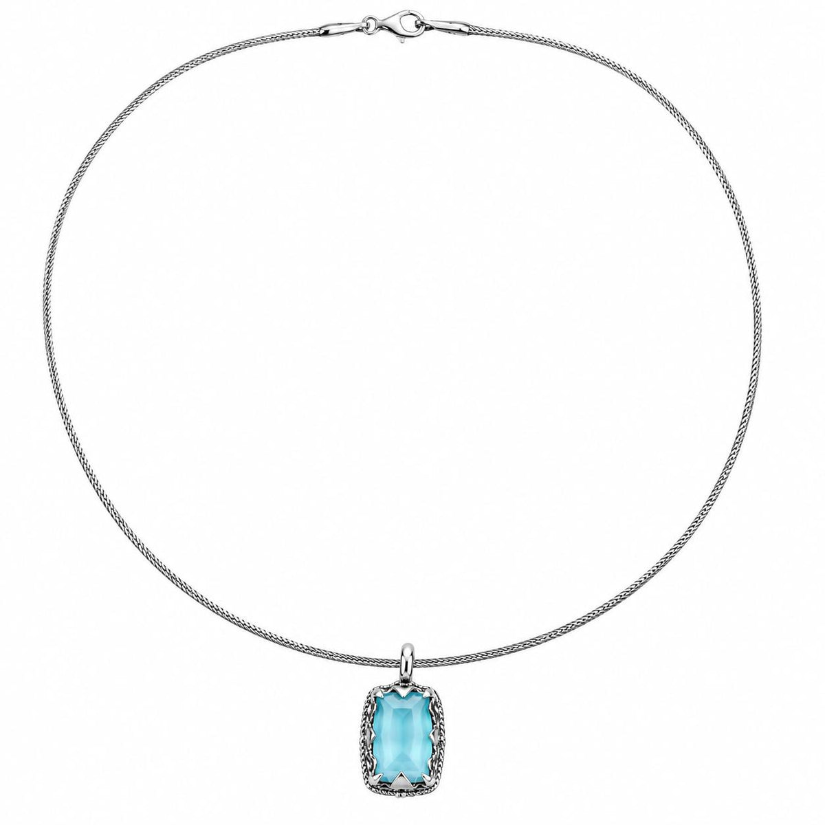 Konstantino Sterling Turquoise and Rock Crystal Pendant Necklace