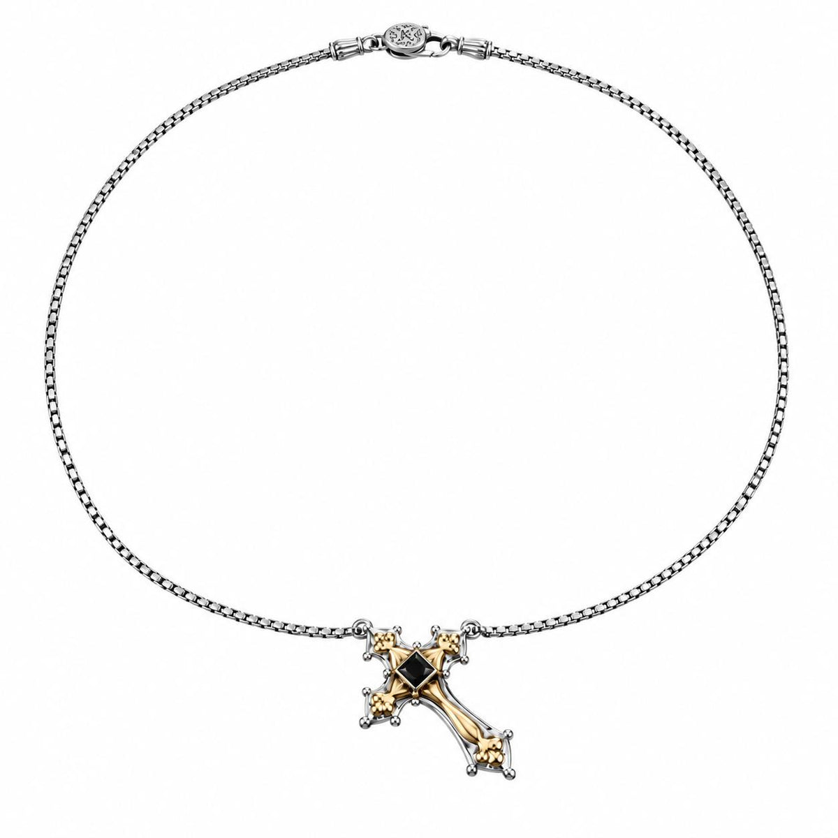 Konstantino Myrmidones Sterling Bronze Onyx Cross Necklace