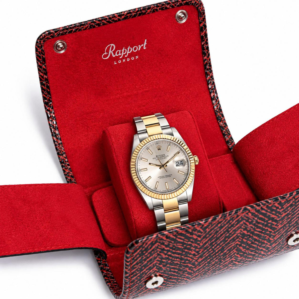 Rapport London Marlow Leather Single-Watch Roll In Red