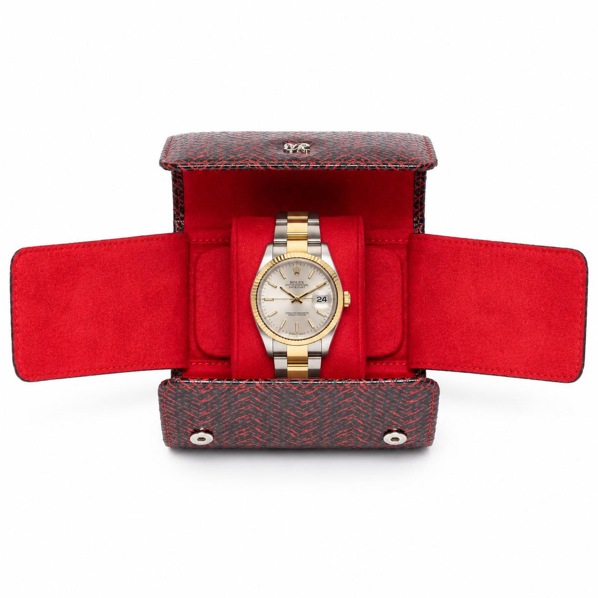 Rapport London Marlow Leather Single-Watch Roll In Red