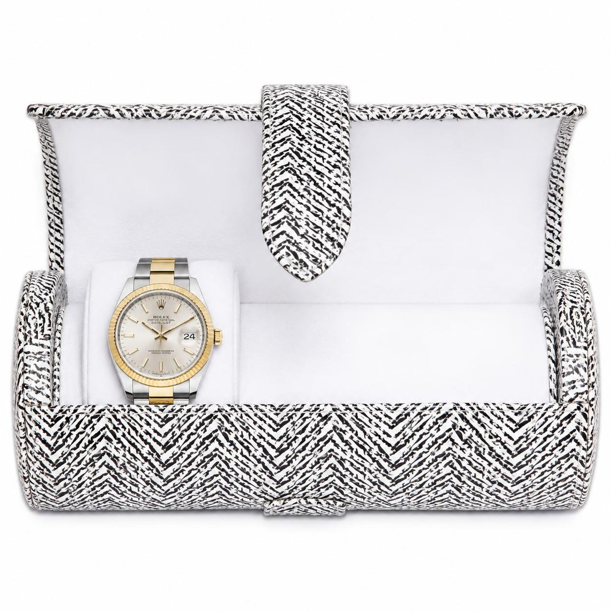 Rapport London Marlow Leather Three-Watch Roll In White