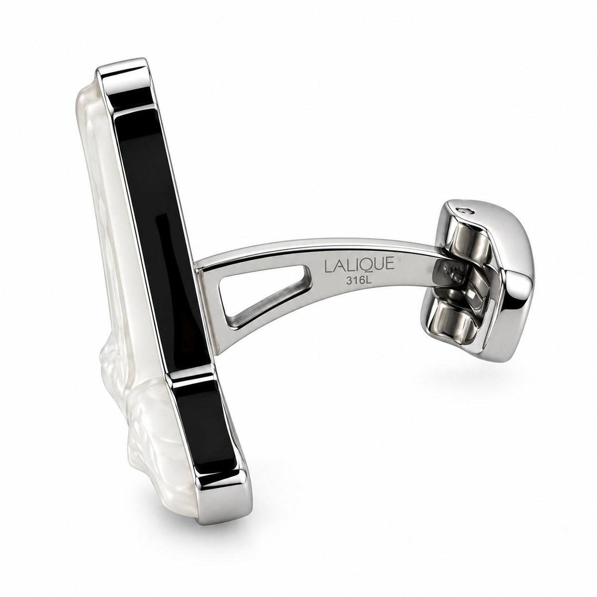 Lalique Dragonfly Mascottes Clear Crystal Steel Cufflinks 10337000