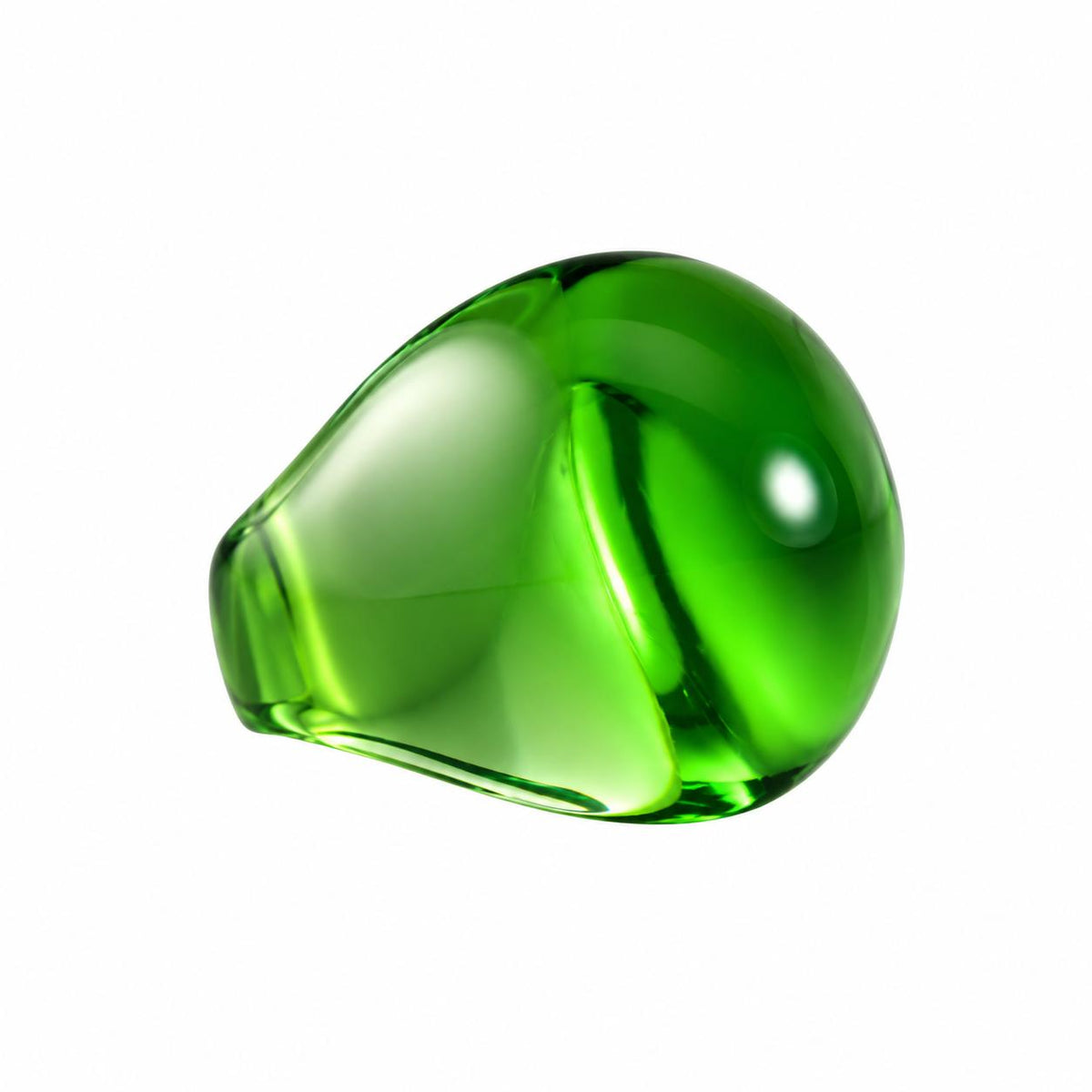 Lalique Cabochon Medow Green Crystal Ring 7781600