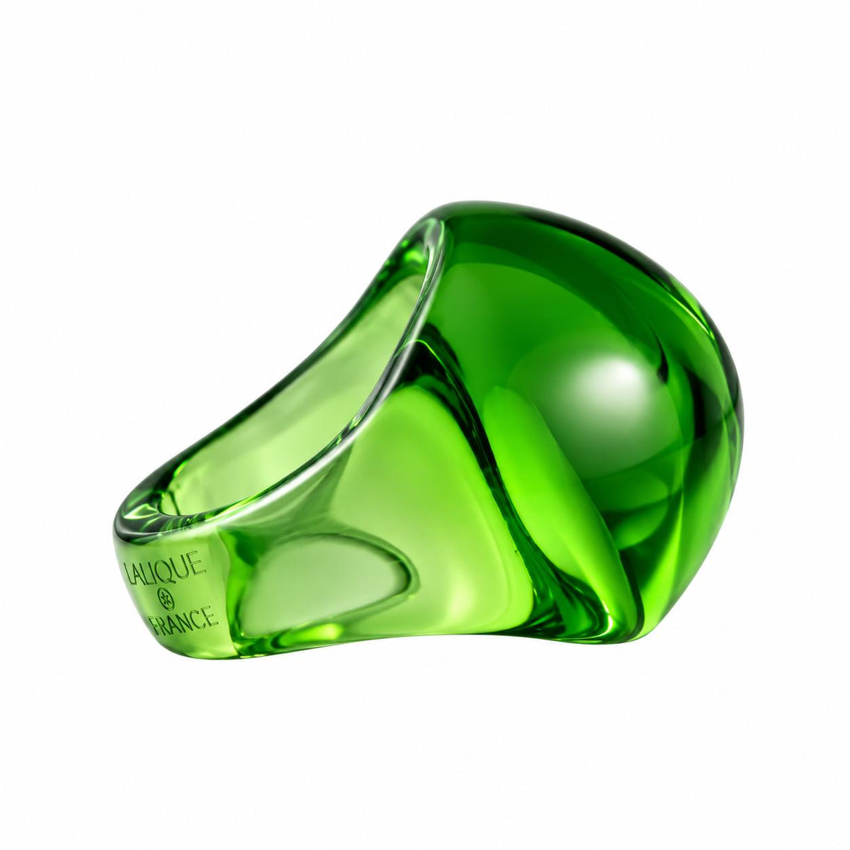 Lalique Cabochon Medow Green Crystal Ring 7781600
