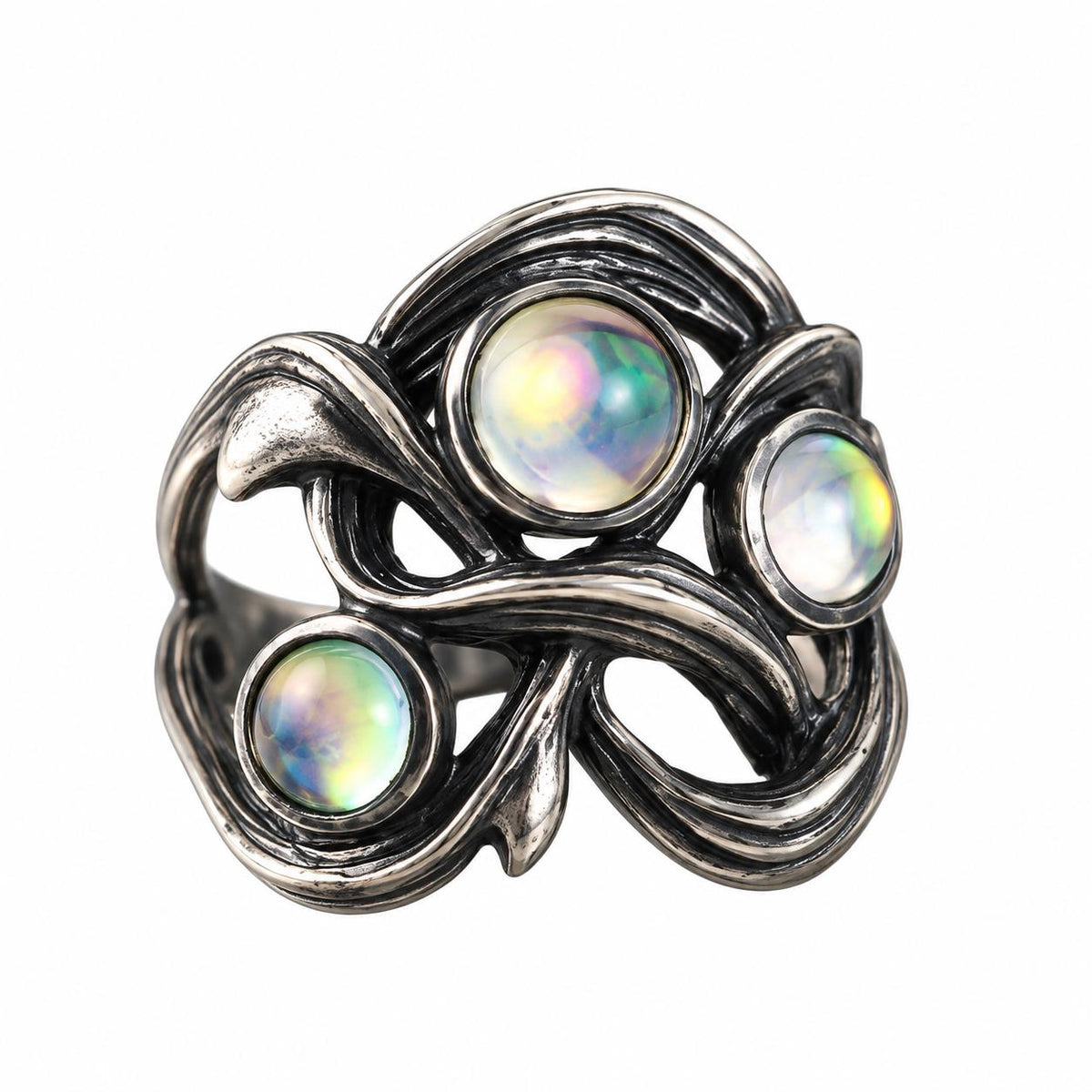 Lalique Ronces Flower Crystal Sterling Silver Ring 7803000