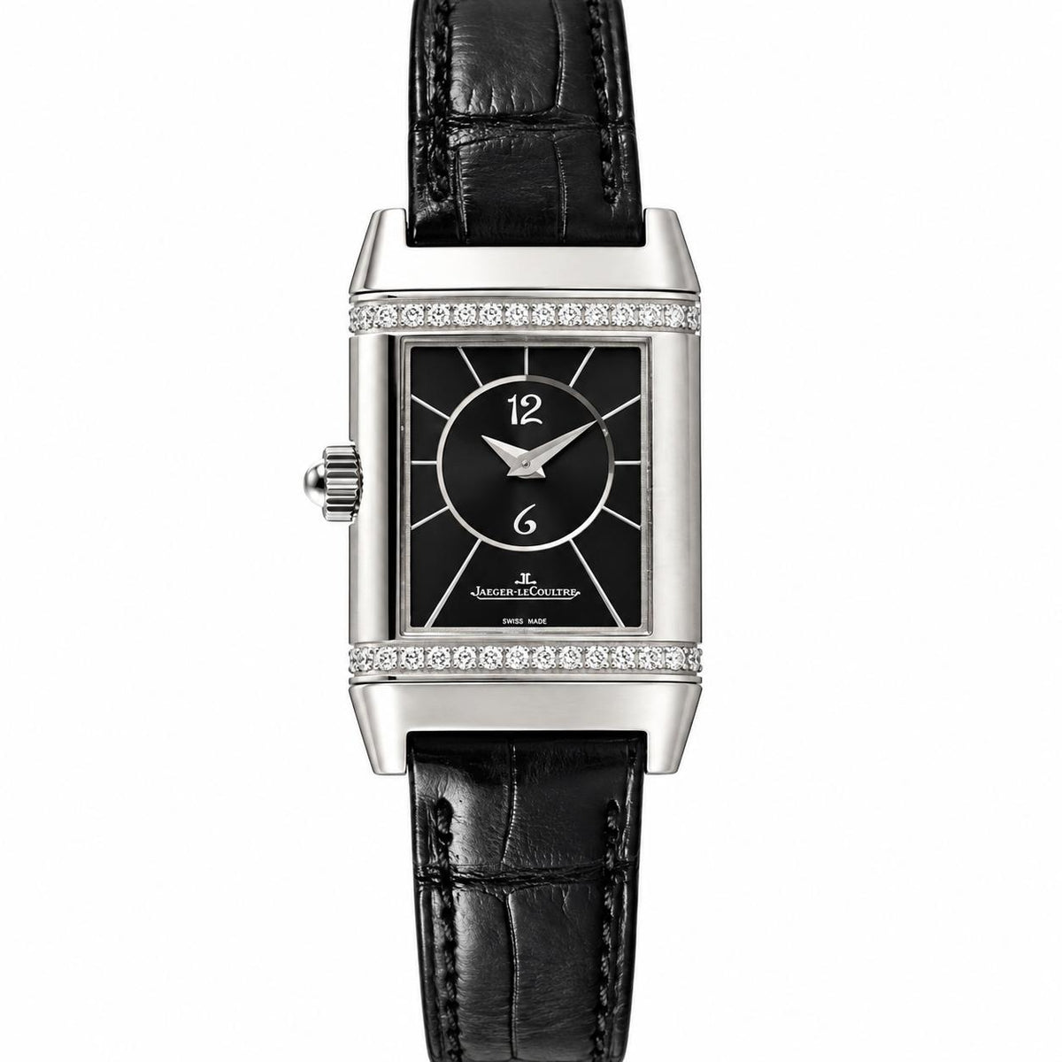 Jaeger LeCoultre Reverso Duetto Diamond Steel Ladies Watch 266.8.44