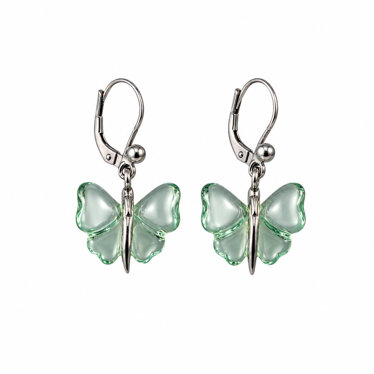 Lalique Papillon Lagoon Crystal Silver Butterfly Earrings 7682300