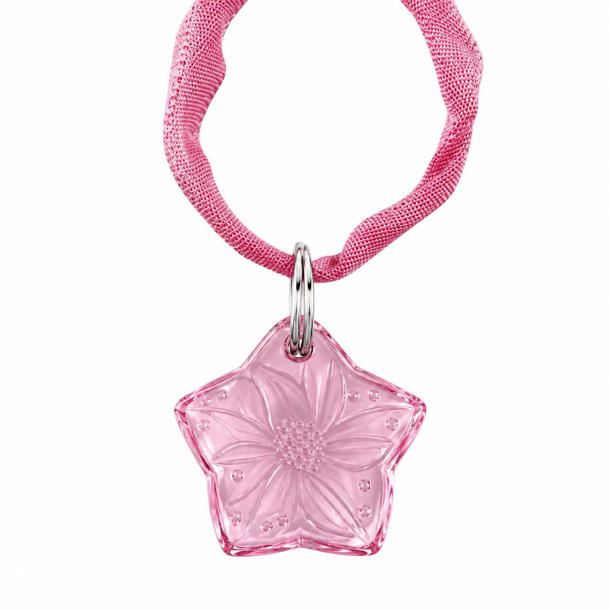 Lalique Carambola Pink Crystal Cord Pendant Necklace 6740200