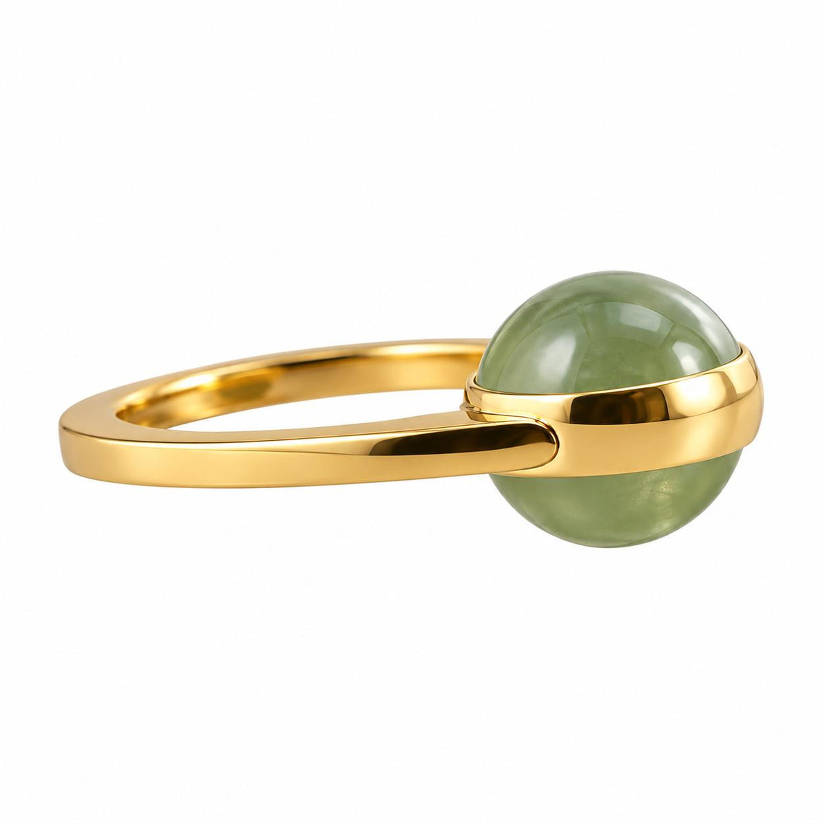 Lalique Petillante Oxygen Green Crystal Ball Gold Plated Ring 7710500