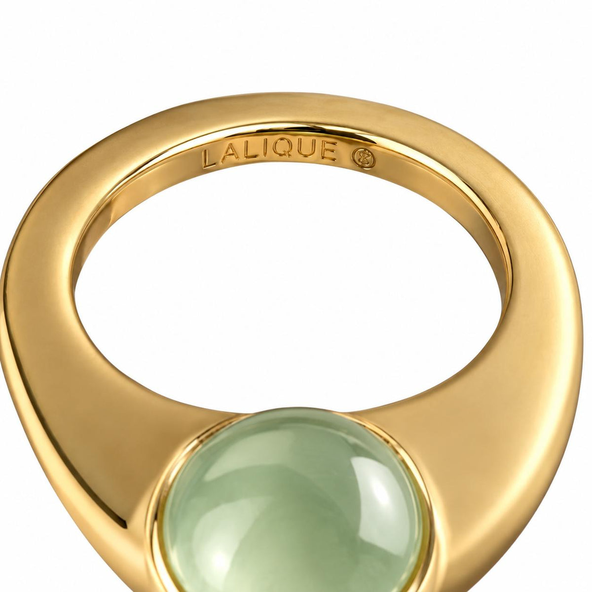 Lalique Petillante Oxygen Green Crystal Ball Gold Plated Ring 7710500