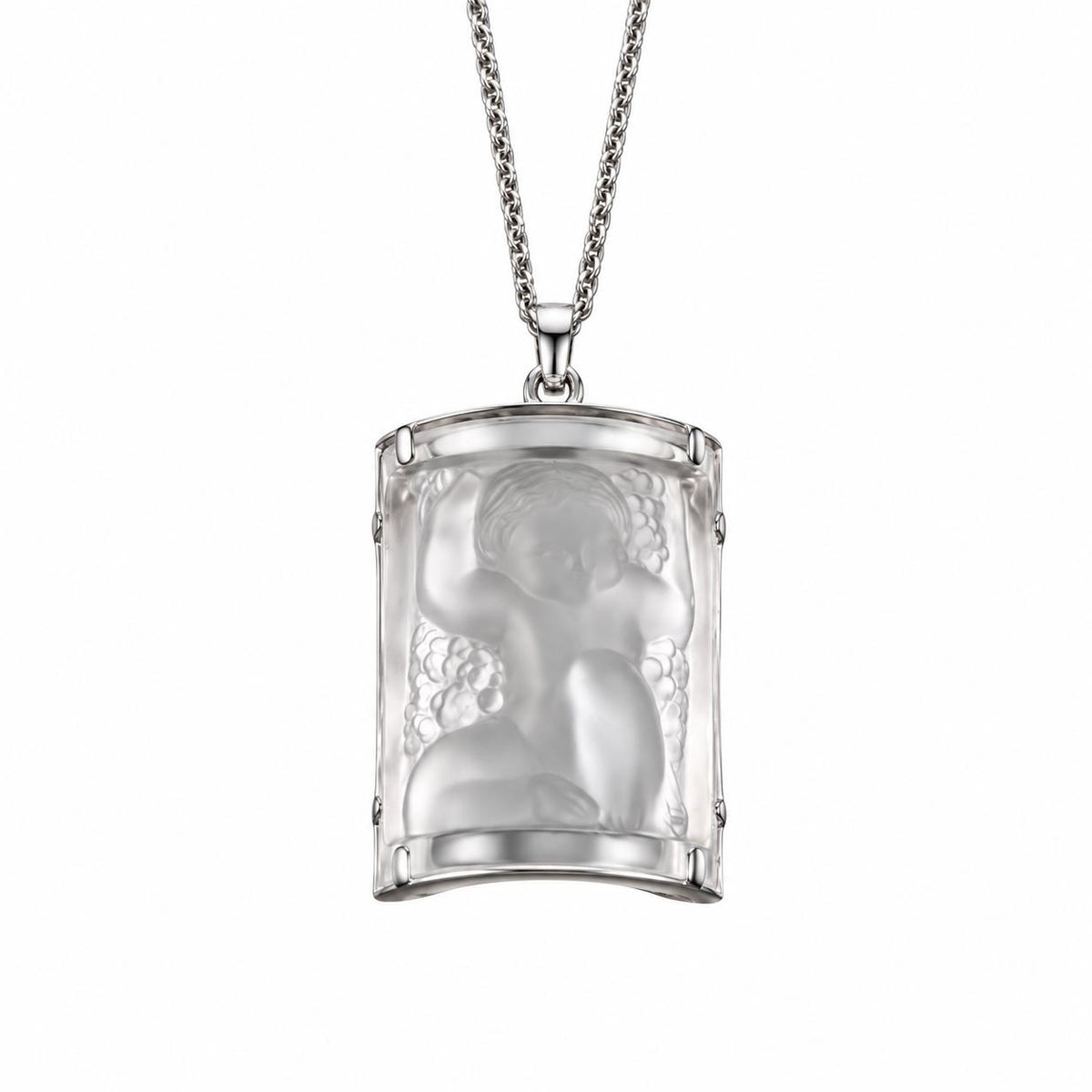 Lalique Nysa Clear Crystal Sterling Silver Pendant Necklace 6640400