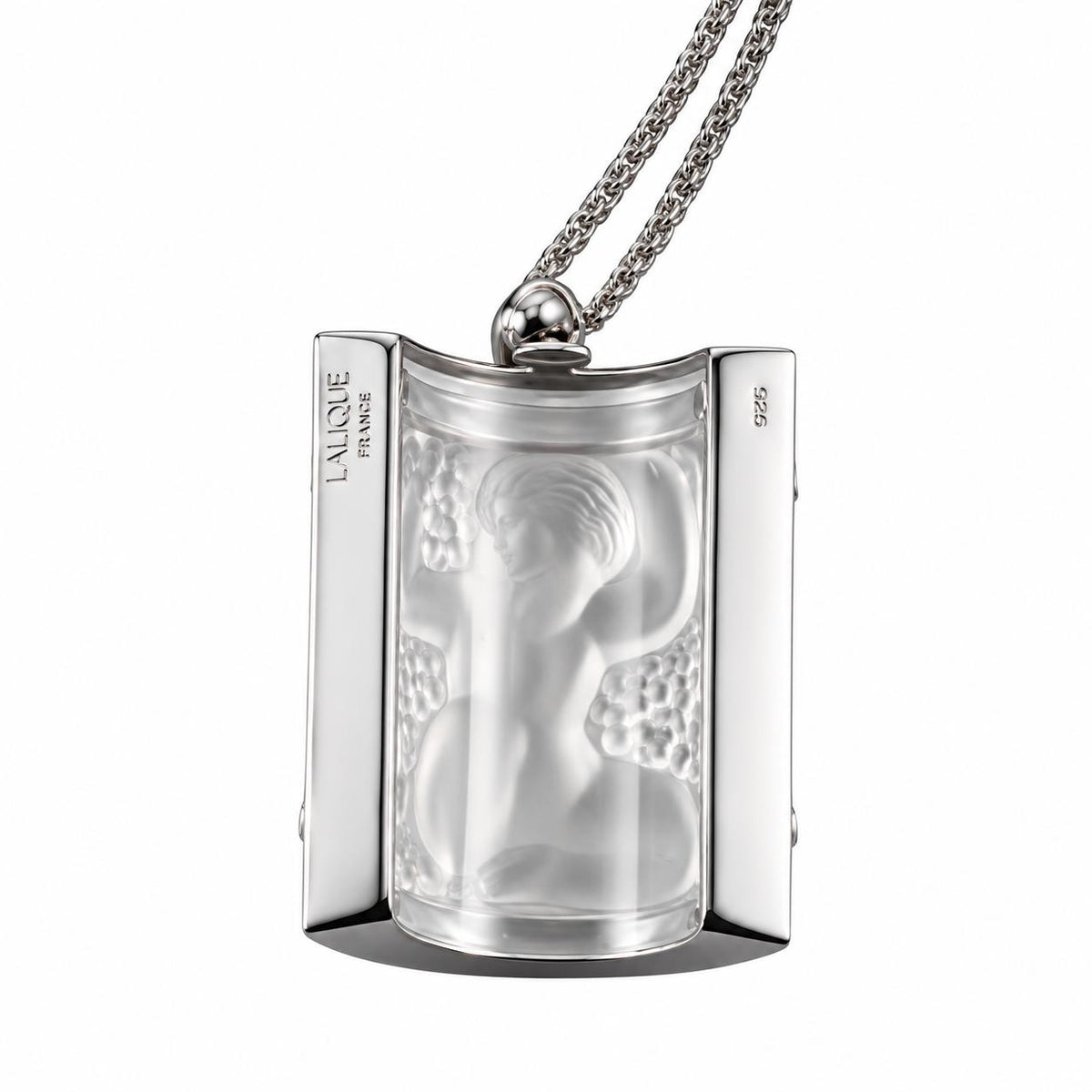 Lalique Nysa Clear Crystal Sterling Silver Pendant Necklace 6640400