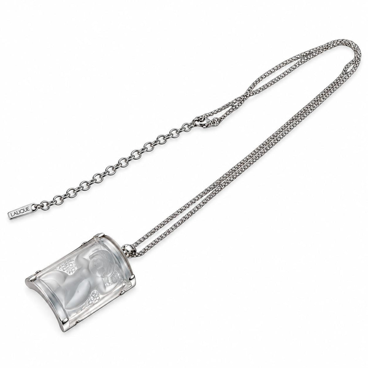 Lalique Nysa Clear Crystal Sterling Silver Pendant Necklace 6640400