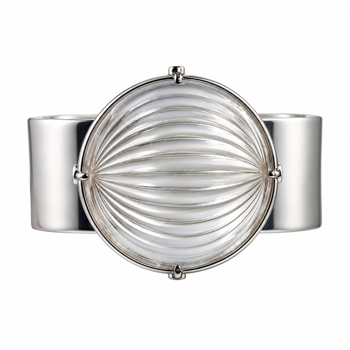 Lalique Vibrante Clear Crystal Sterling Silver Cuff Bracelet 10383400