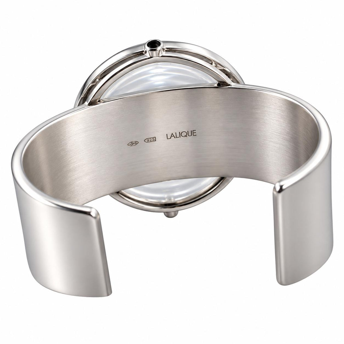 Lalique Vibrante Clear Crystal Sterling Silver Cuff Bracelet 10383400
