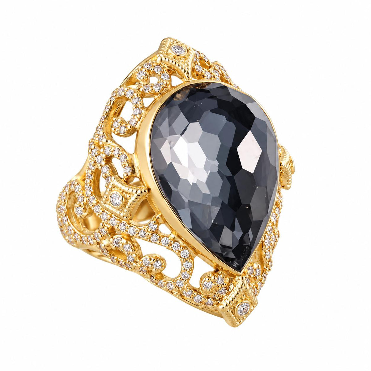 Armenta Sueno Gold Diamond Hematite Ring