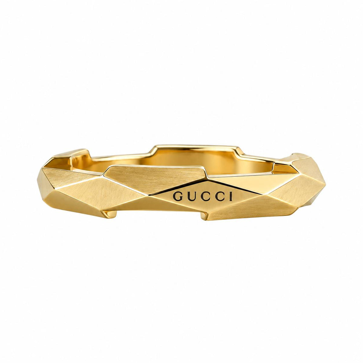 Gucci Link to Love 18K Gold Studded 4mm Band Ring