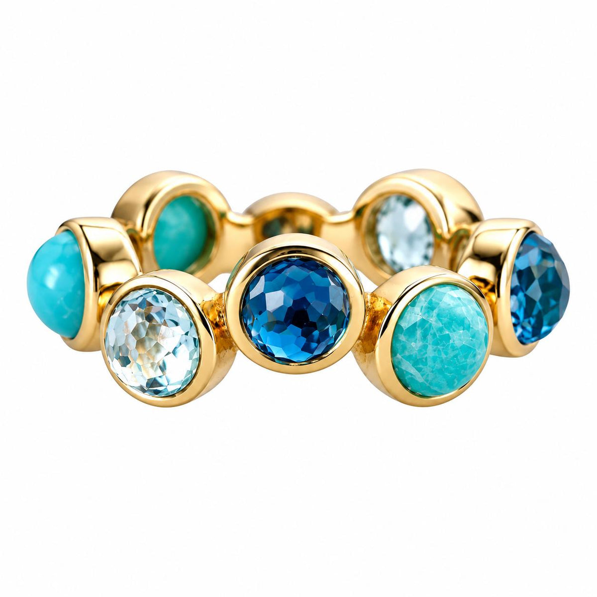 Ippolita Waterfall 18k Gold Turquoise Topaz Band Ring