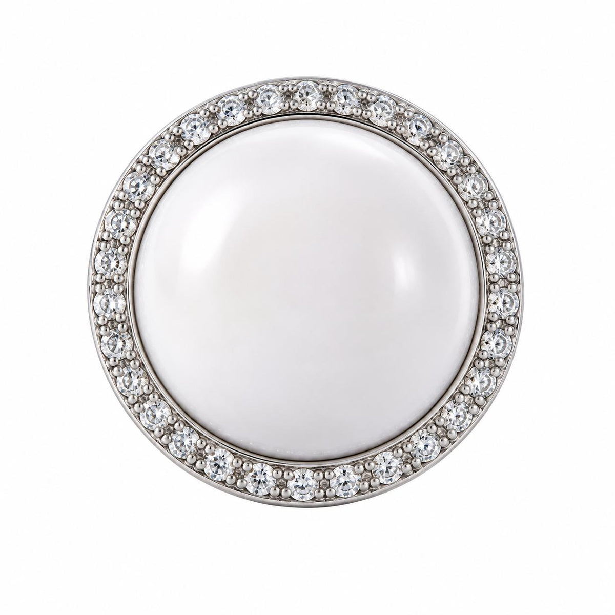 Mimi Milano Gold Diamond White Agate Ring
